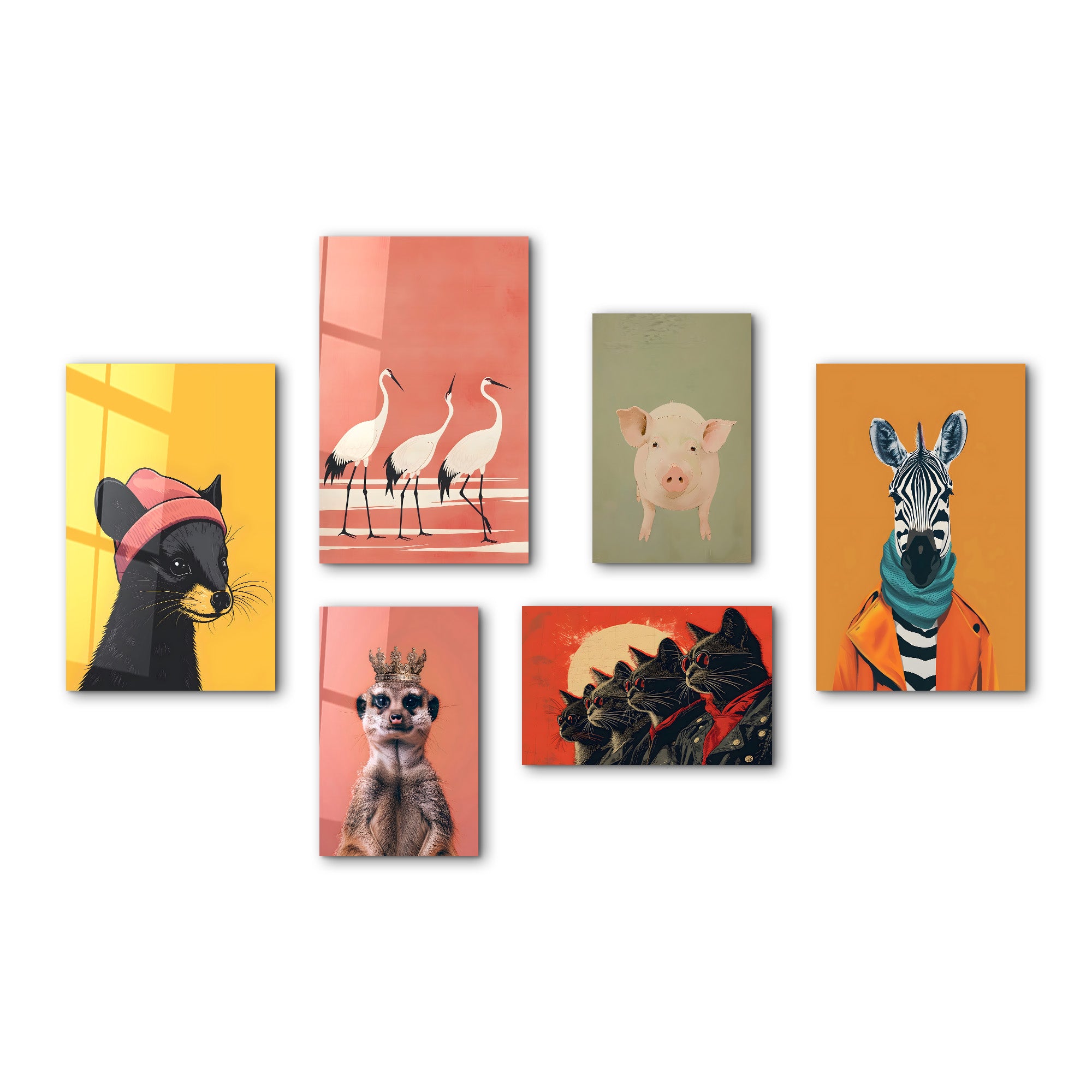 Vivid and Stylish Wildlife Gallery Glass Wall Art Set - Artdesigna