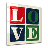 Love Blocks – Retro Square Typography Art | Glass Wall Art