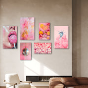 Blush Euphoria & Pop Culture Fusion Gallery Glass Wall Art Set - Artdesigna