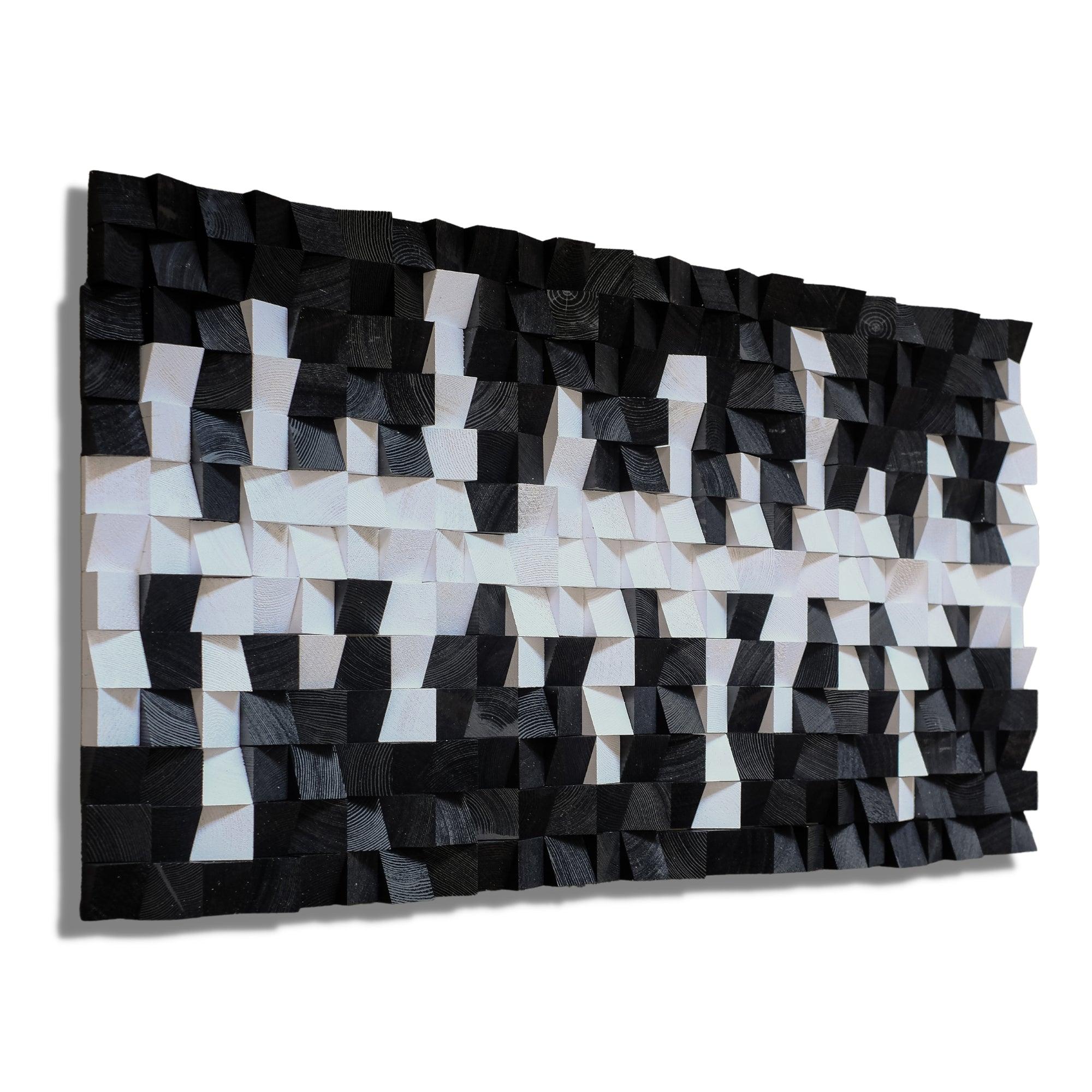 Black and White | Premium Wood Handmade Wall Sculpture - Limited Edition - Artdesigna