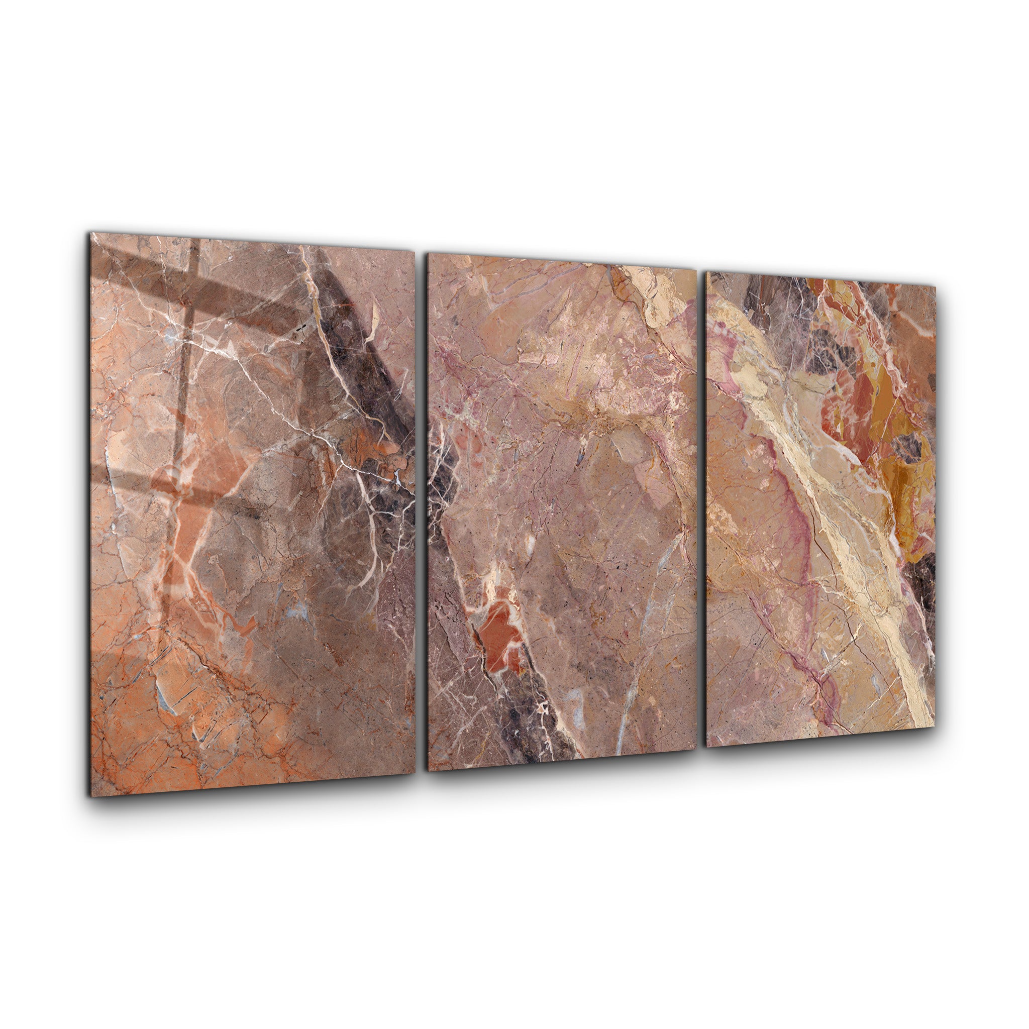 Terracotta Marble Trio | Glass Wall Art