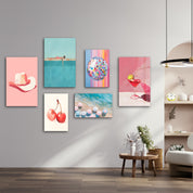 Summer Bliss & Retro Vibes Gallery Glass Wall Art Set - Artdesigna