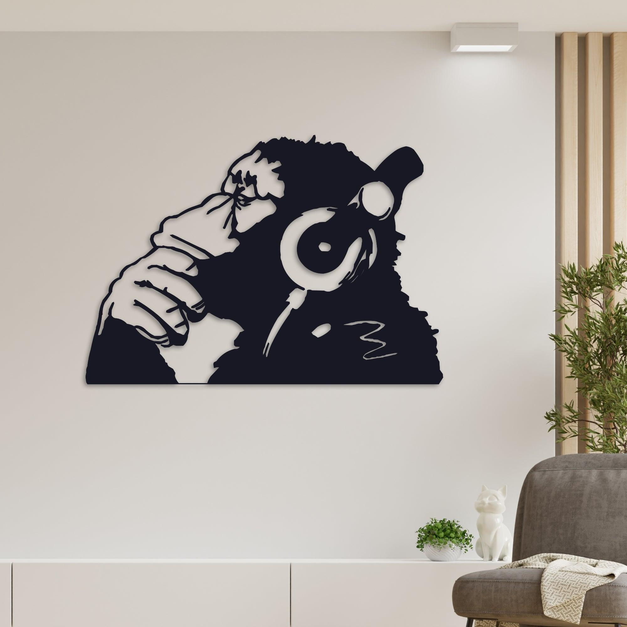 ・"Banksy Monkey Beats"・Premium Metal Wall Art - Limited Edition - ArtDesigna Glass Printing Wall Art