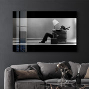 Blown Away Guy | Designer's Collection Glass Wall Art - Artdesigna