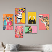 Retro Pop & Surrealist Safari Gallery Glass Wall Art Set - Artdesigna