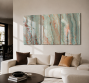 Oxidized Aqua Trio | Glass Wall Art