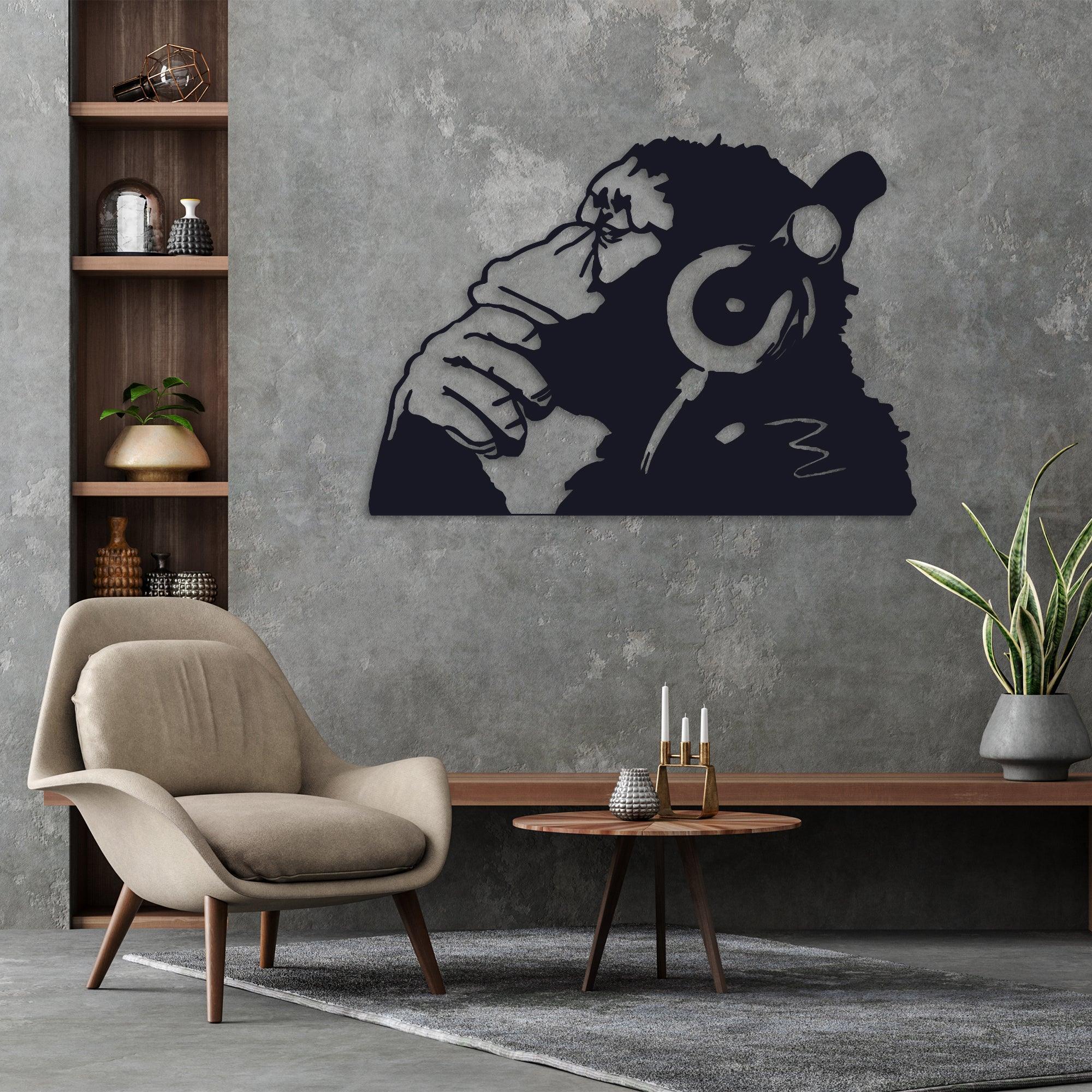 ・"Banksy Monkey Beats"・Premium Metal Wall Art - Limited Edition - ArtDesigna Glass Printing Wall Art