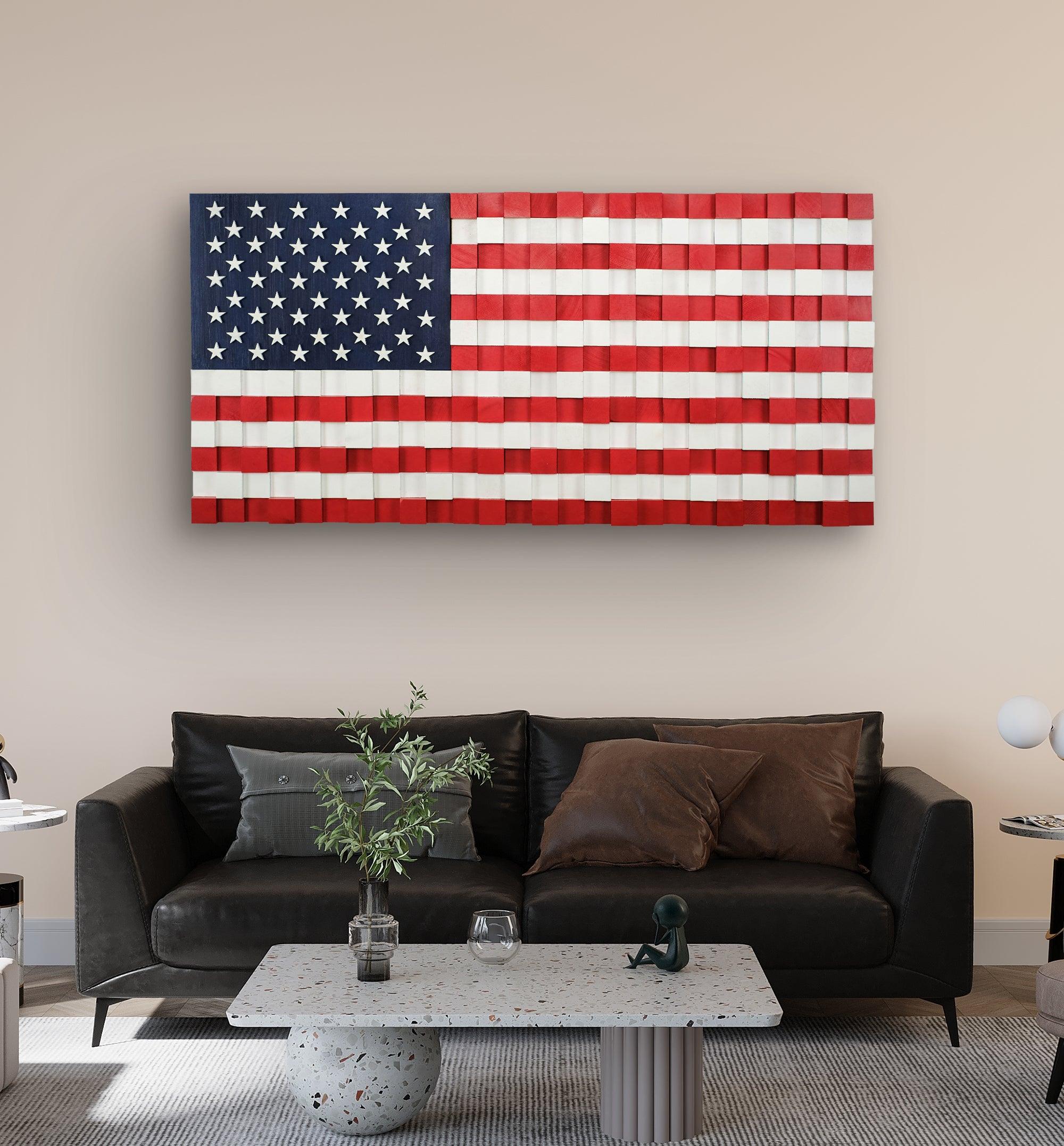 US Flag | Premium Wood Handmade Wall Sculpture - Limited Edition - Artdesigna