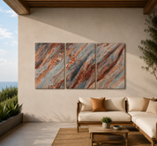 Ember Stone Abstract Trio | Glass Wall Art