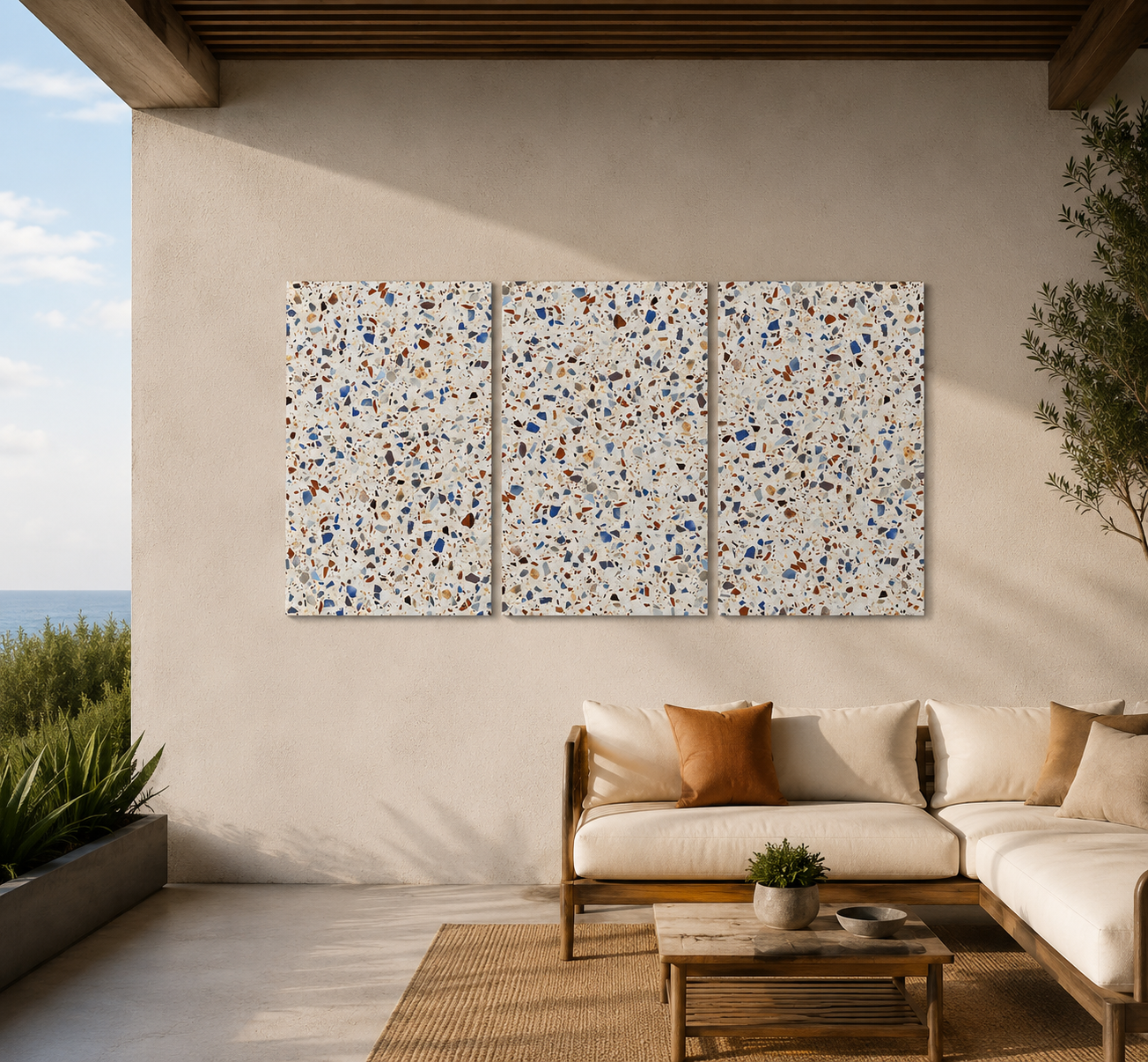 Coastal Terrazzo Trio | Glass Wall Art