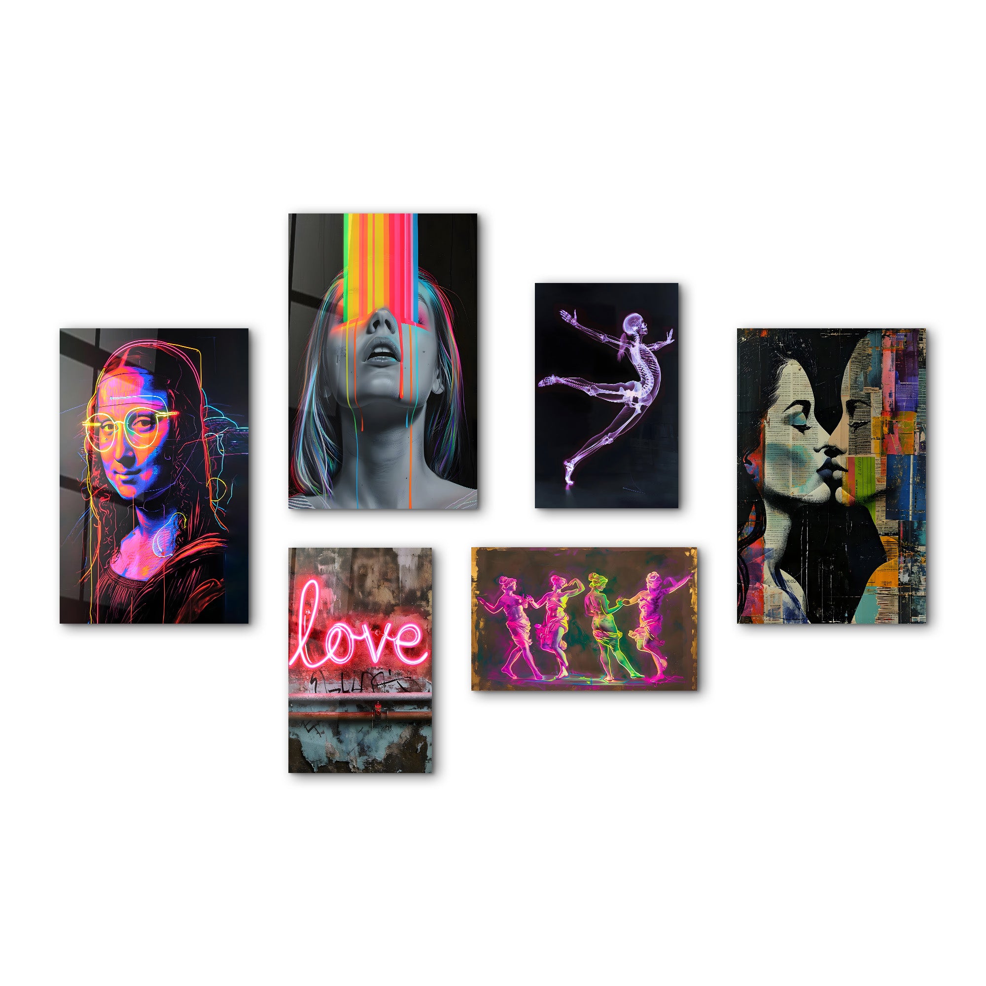 Neon Dreams & Urban Pop Gallery Glass Wall Art Set - Artdesigna