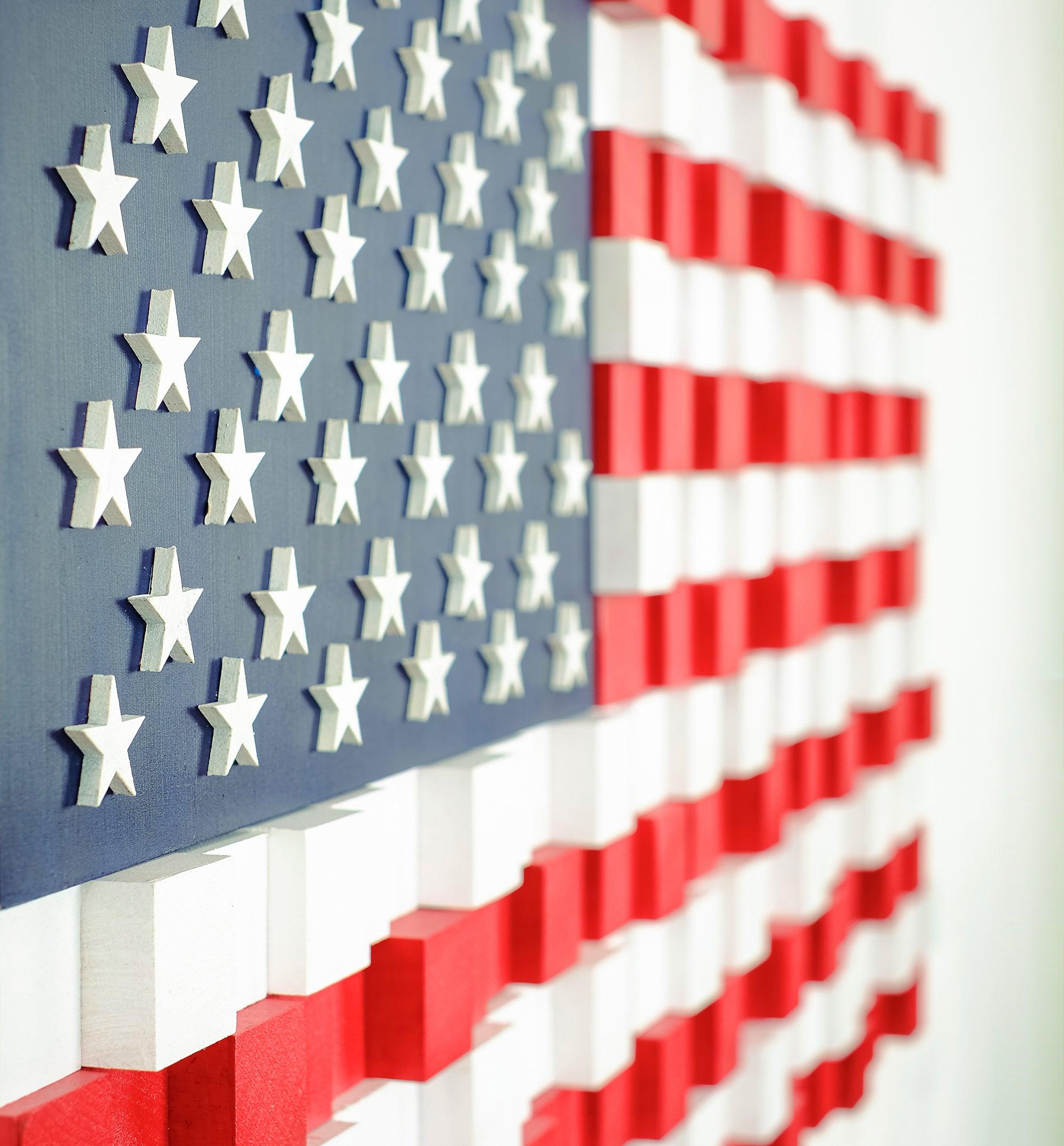 US Flag | Premium Wood Handmade Wall Sculpture - Limited Edition - Artdesigna