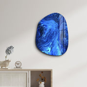 ・"Blue Ink"・Amorphous Collection Glass Wall Art - ArtDesigna Glass Printing Wall Art