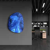 ・"Blue Ink"・Amorphous Collection Glass Wall Art - ArtDesigna Glass Printing Wall Art