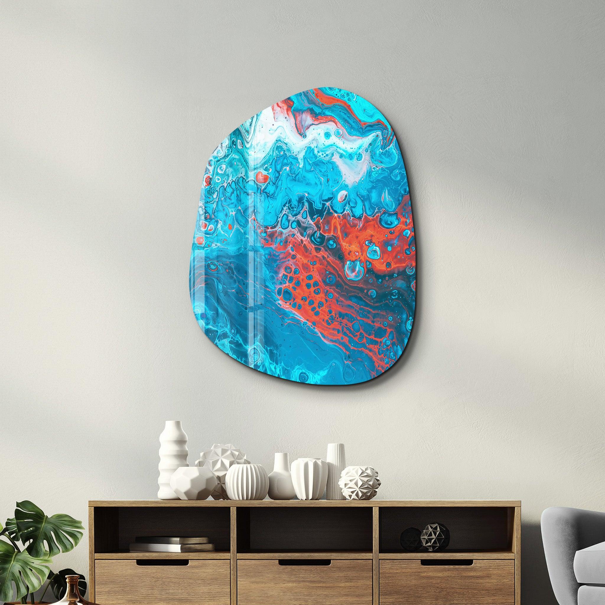 ・"Lava in the Ocean"・Amorphous Collection Glass Wall Art - ArtDesigna Glass Printing Wall Art