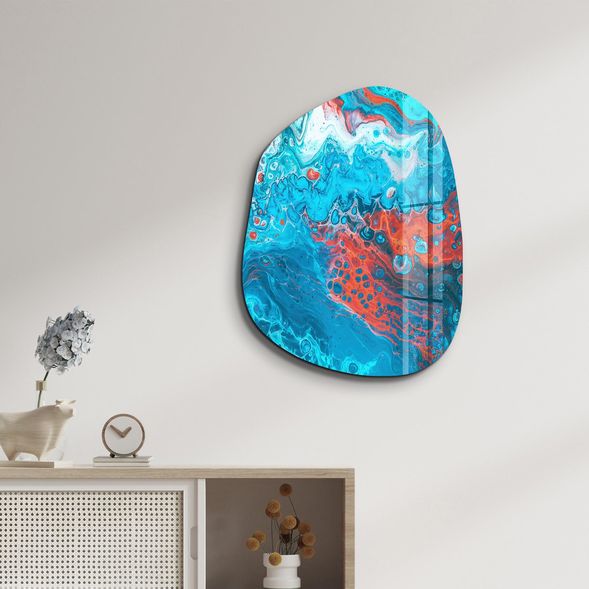 ・"Lava in the Ocean"・Amorphous Collection Glass Wall Art - ArtDesigna Glass Printing Wall Art