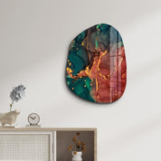 ・"Green and Red Marble"・Amorphous Collection Glass Wall Art - ArtDesigna Glass Printing Wall Art