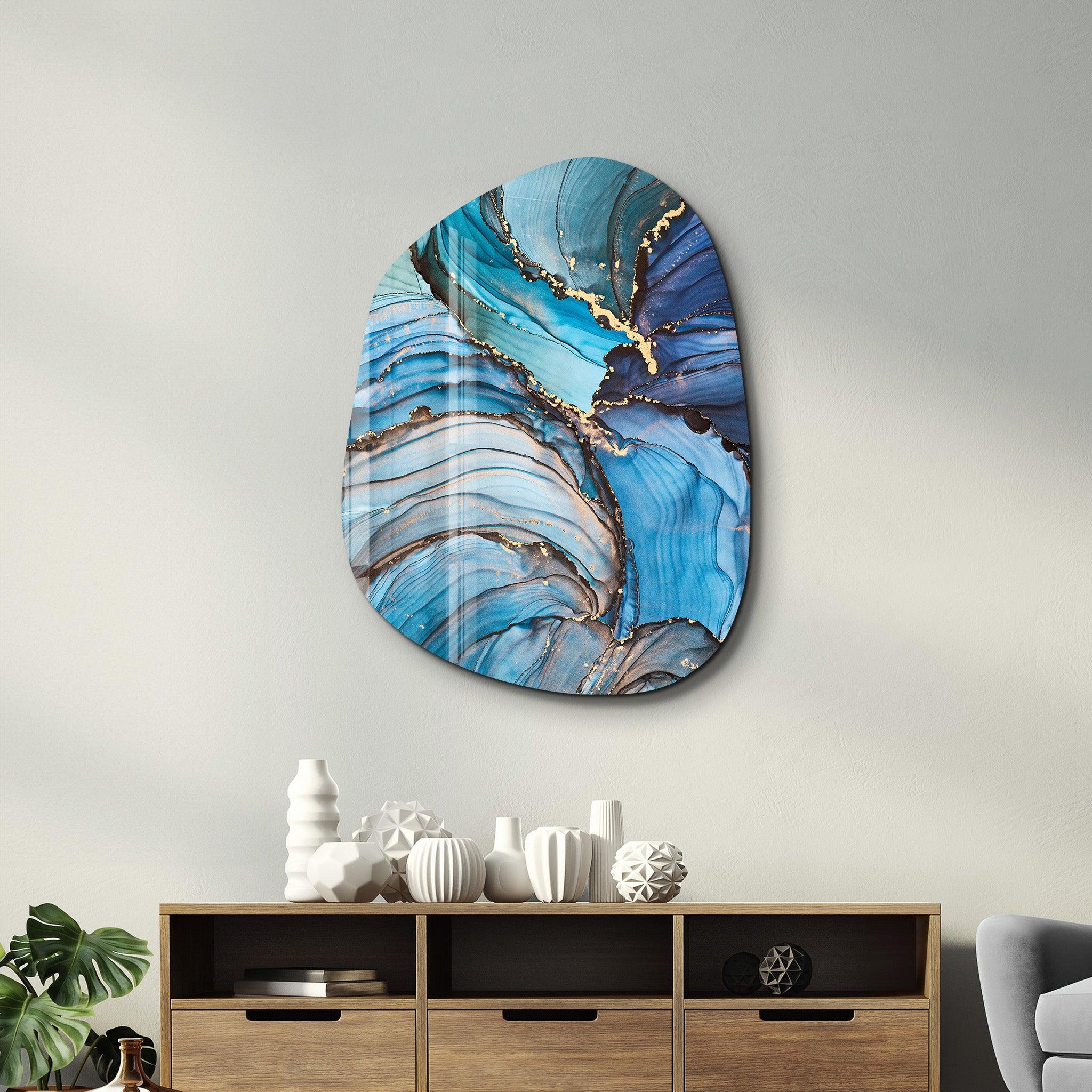 ・"Blue Marble"・Amorphous Collection Glass Wall Art - ArtDesigna Glass Printing Wall Art