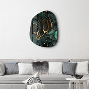 ・"Dark Green"・Amorphous Collection Glass Wall Art - ArtDesigna Glass Printing Wall Art