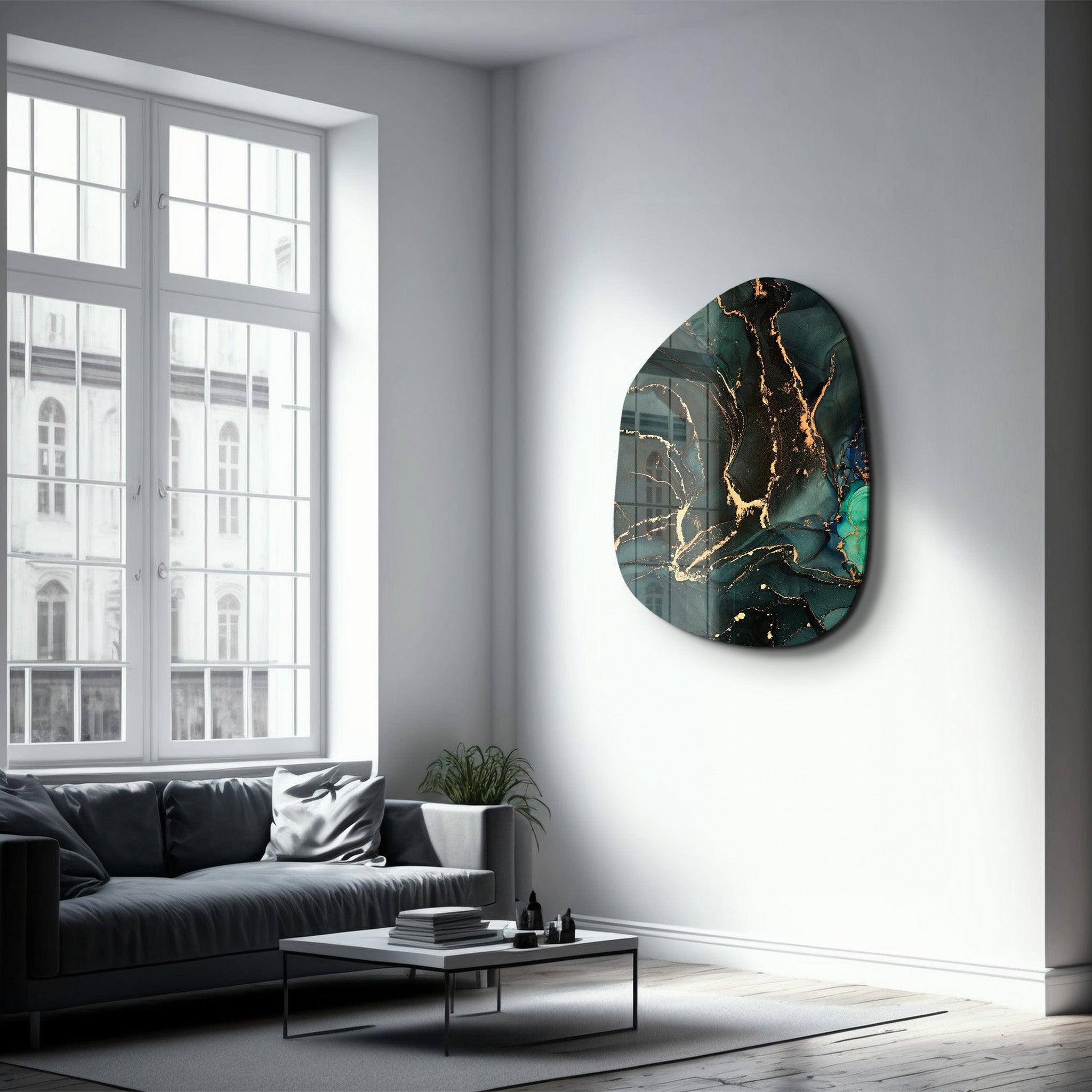 ・"Dark Green"・Amorphous Collection Glass Wall Art - ArtDesigna Glass Printing Wall Art