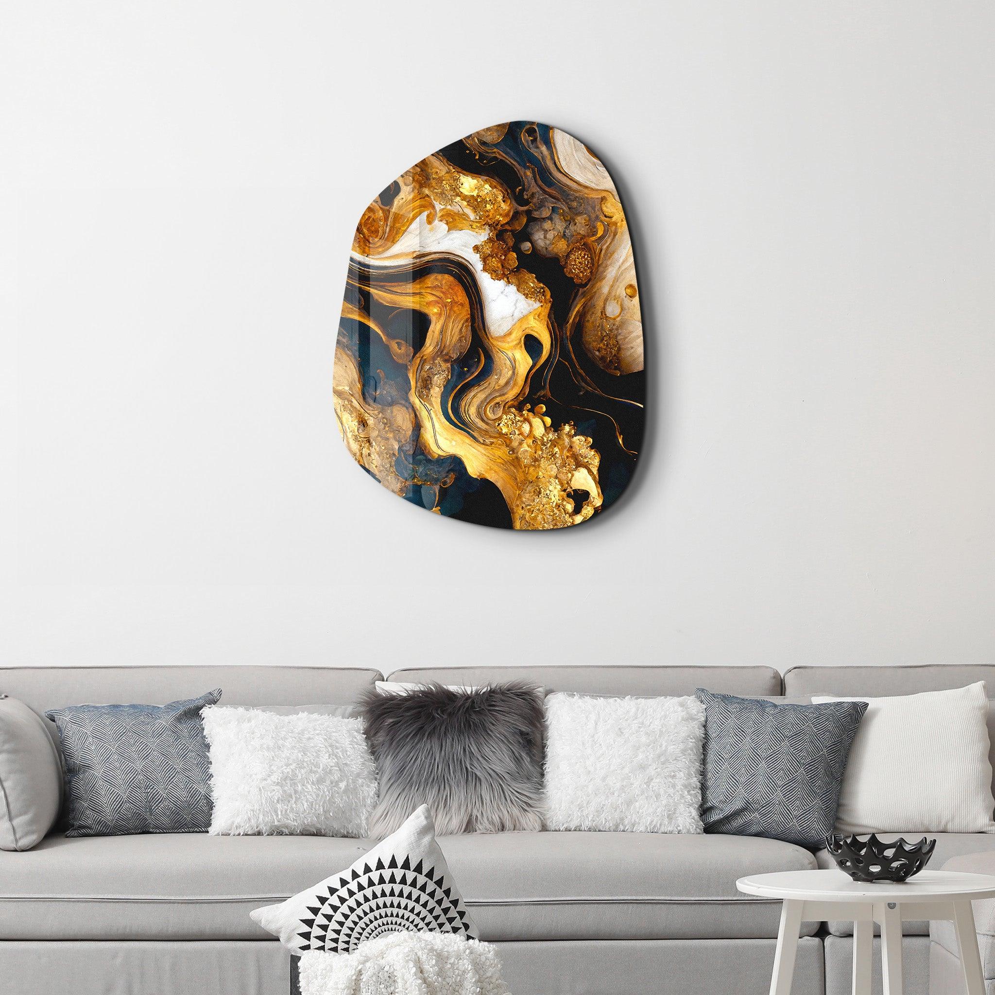 ・"Golden Roots"・Amorphous Collection Glass Wall Art - ArtDesigna Glass Printing Wall Art