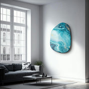 ・"Deep Blue"・Amorphous Collection Glass Wall Art - ArtDesigna Glass Printing Wall Art