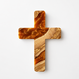 Handmade Olive Wood & Artistic Resin Wall Cross
