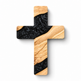 Handmade Olive Wood & Artistic Resin Wall Cross