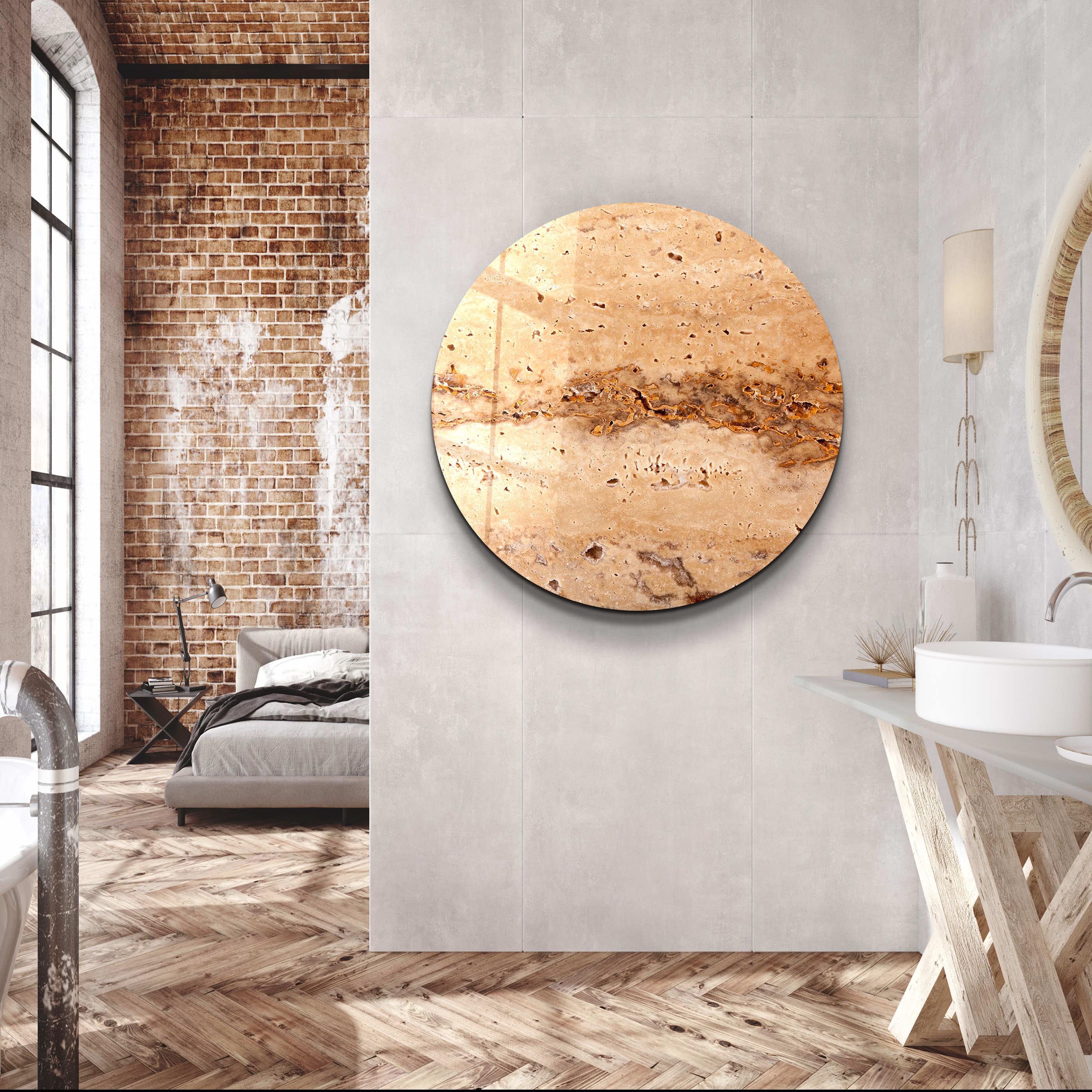 ・"Travertine Stone - Original"・Rounded Glass Wall Art - ArtDesigna Glass Printing Wall Art