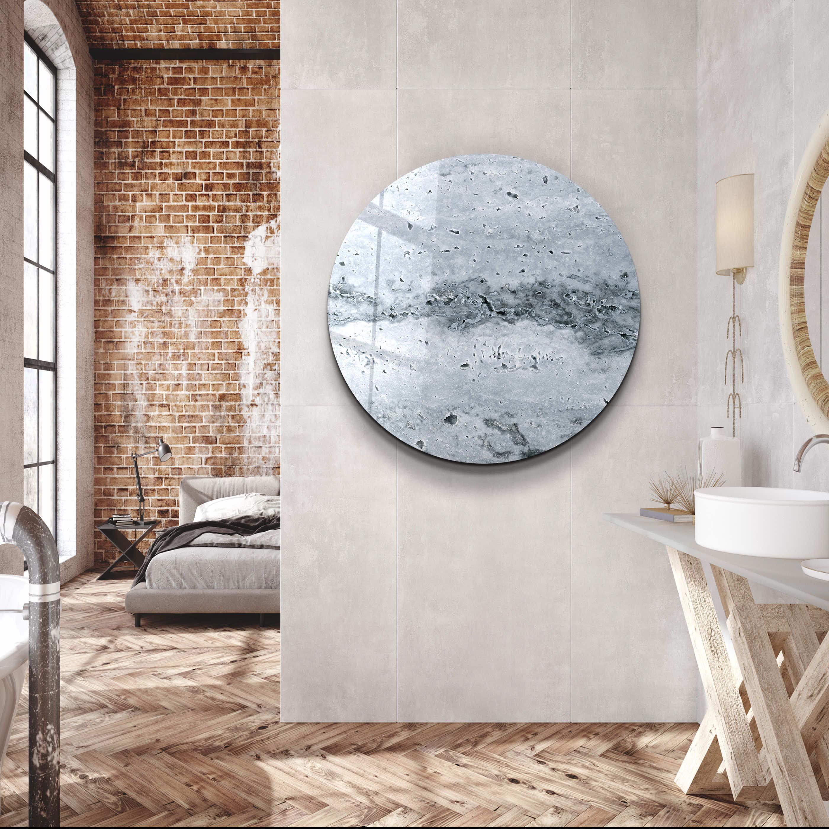 ・"Travertine Stone - Light Gray"・Rounded Glass Wall Art - ArtDesigna Glass Printing Wall Art