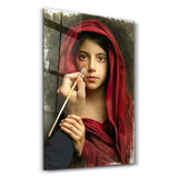 Red Dress Paiting | Glass Wall Art