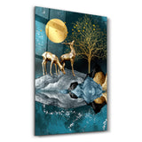 Abstract Deer & Birds V2 | Glass Wall Art
