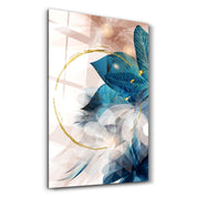 Abstract Blue Leaves | Glass Wall Art - Artdesigna