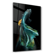 Blue Fish | Glass Wall Art - Artdesigna