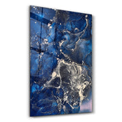 Dark Blue Wave Pattern | Glass Wall Art - Artdesigna