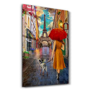 Walk to the Eiffel Tower | Glass Wall Art - Artdesigna