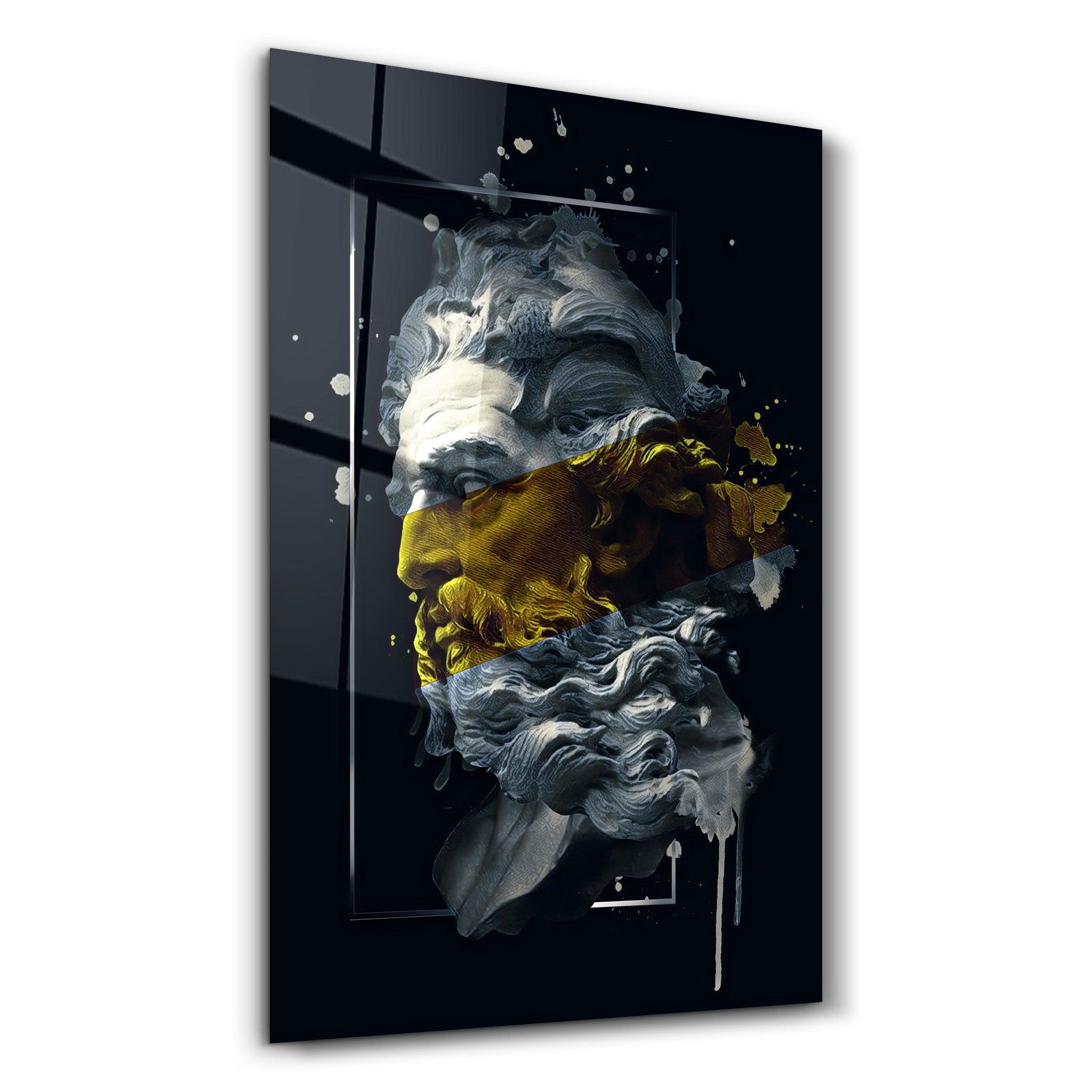 Abstract Yellow Poseidon | Glass Wall Art - Artdesigna