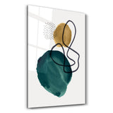 Green and Golden Shapes 1 | Glass Wall Art