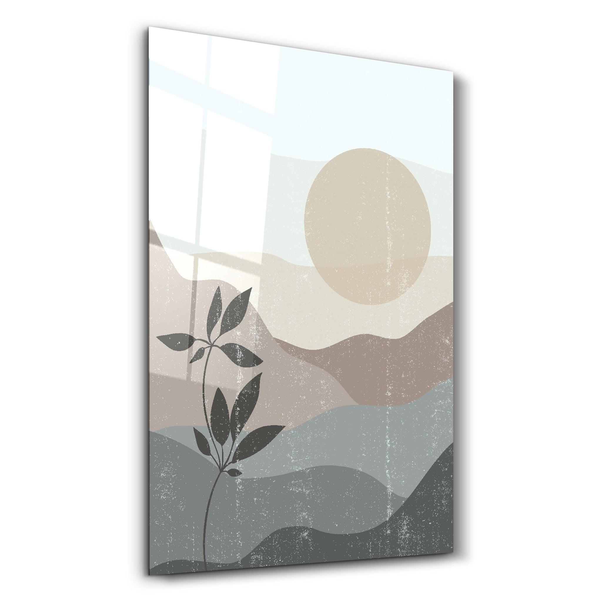 Abstract Flower and Sun | Glass Wall Art - Artdesigna