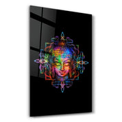 Rainbow Buddha | Glass Wall Art - Artdesigna