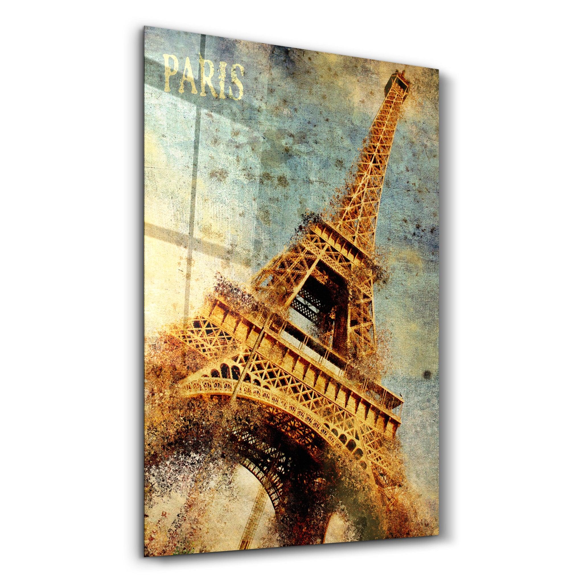 Silhouette Of Eiffel | Glass Wall Art - Artdesigna