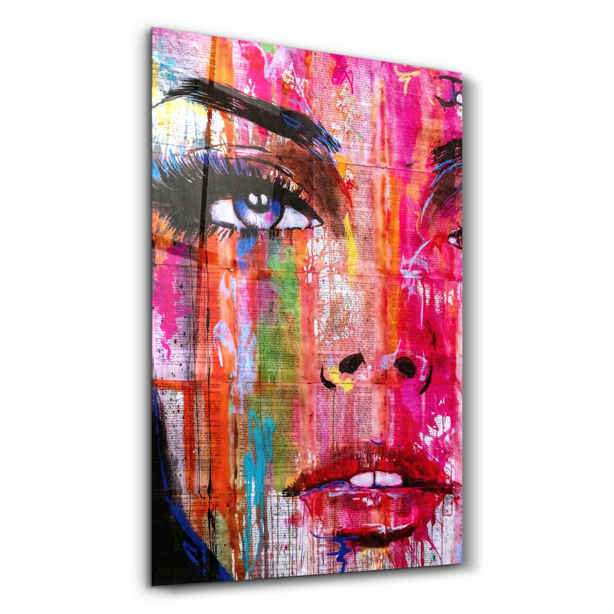 Colorful Woman Face | Glass Wall Art - Artdesigna