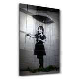 Banksy Girl with an umbrella | Glass Wall Art