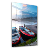 Lake and Boat Landscape | Glass Wall Art