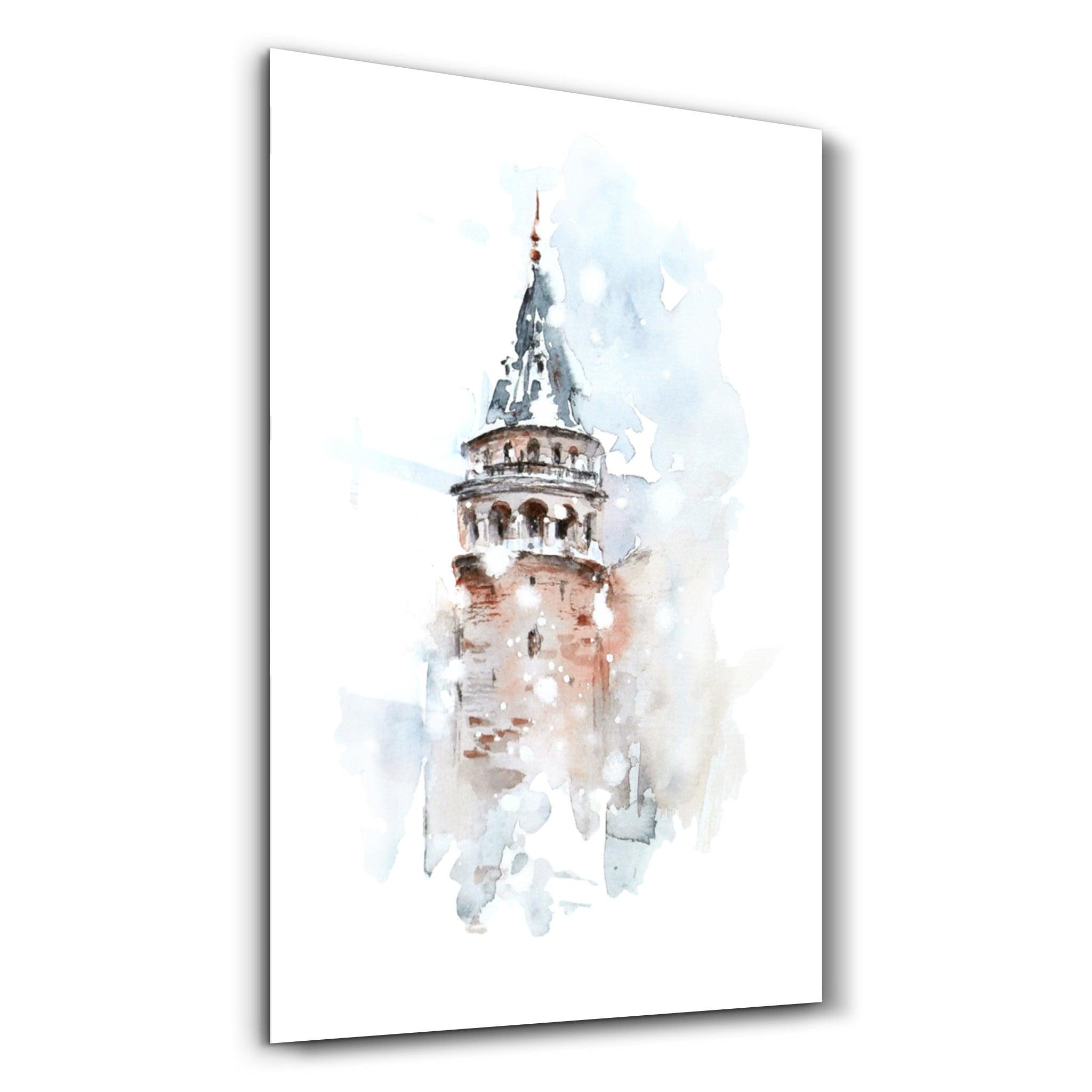 Abstract Historical Building | Glass Wall Art - Artdesigna