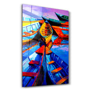 Boats Meeting | Glass Wall Art - Artdesigna