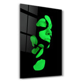 Mysterious Green Face | Glass Wall Art