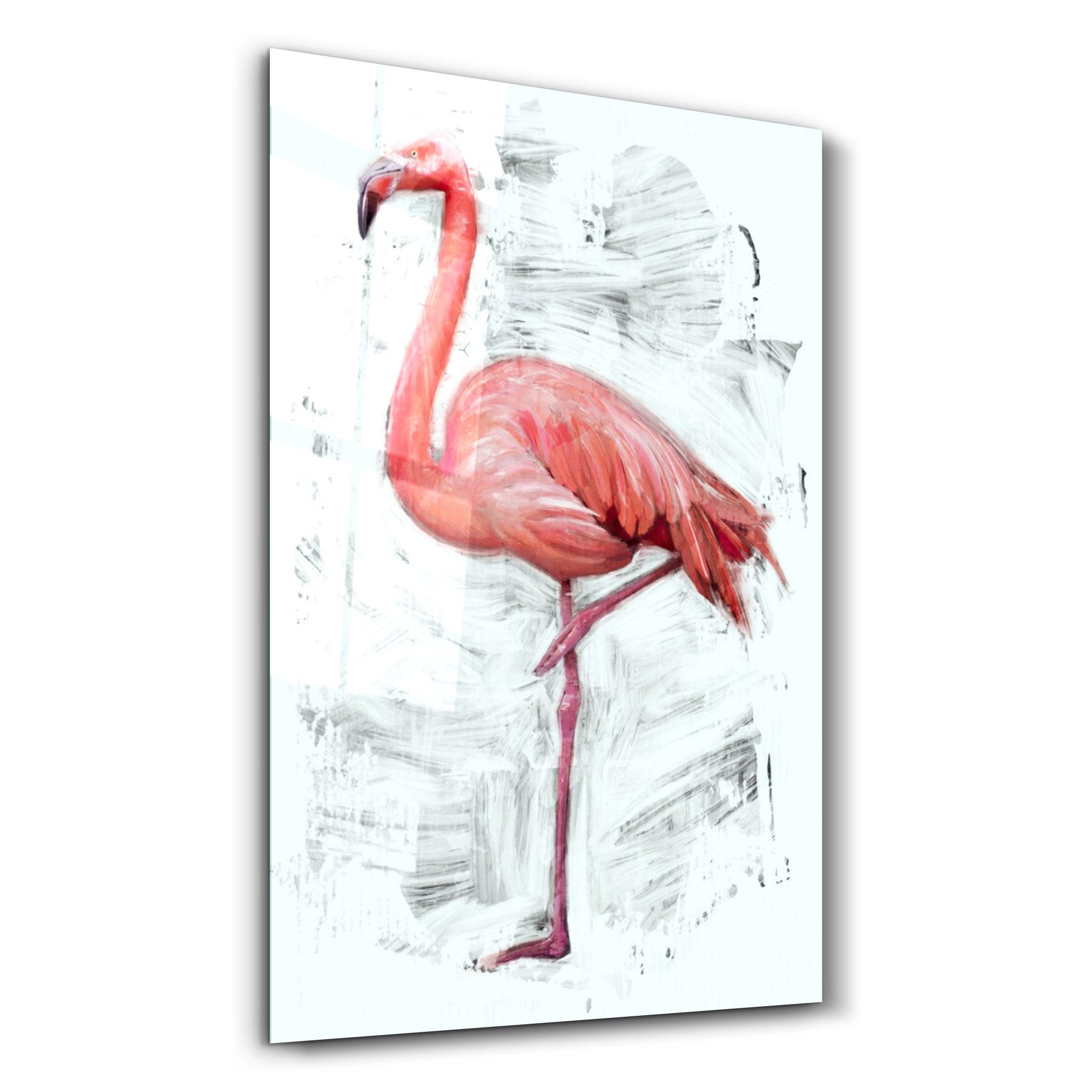 Abstract Flamingo | Glass Wall Art - Artdesigna