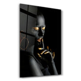 Golden Lips v1 | Glass Wall Art