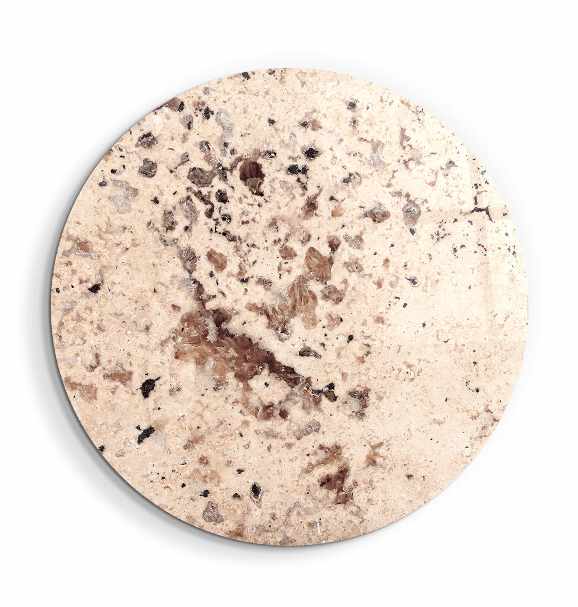 ・"Stone with Crystals - Beige"・Rounded Glass Wall Art - ArtDesigna Glass Printing Wall Art